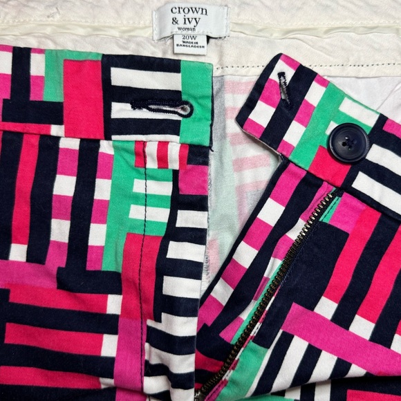 Crown & Ivy High Waist Pink and Green Shorts - Picture 3 of 3